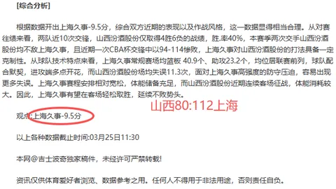 四川丰谷酒业对天津先行者：CBA专家质合分析及前区十码推荐